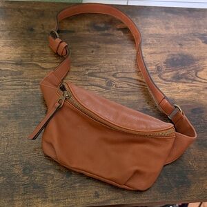 Classic Tan Faux Leather Fanny pack hip bag crossbody